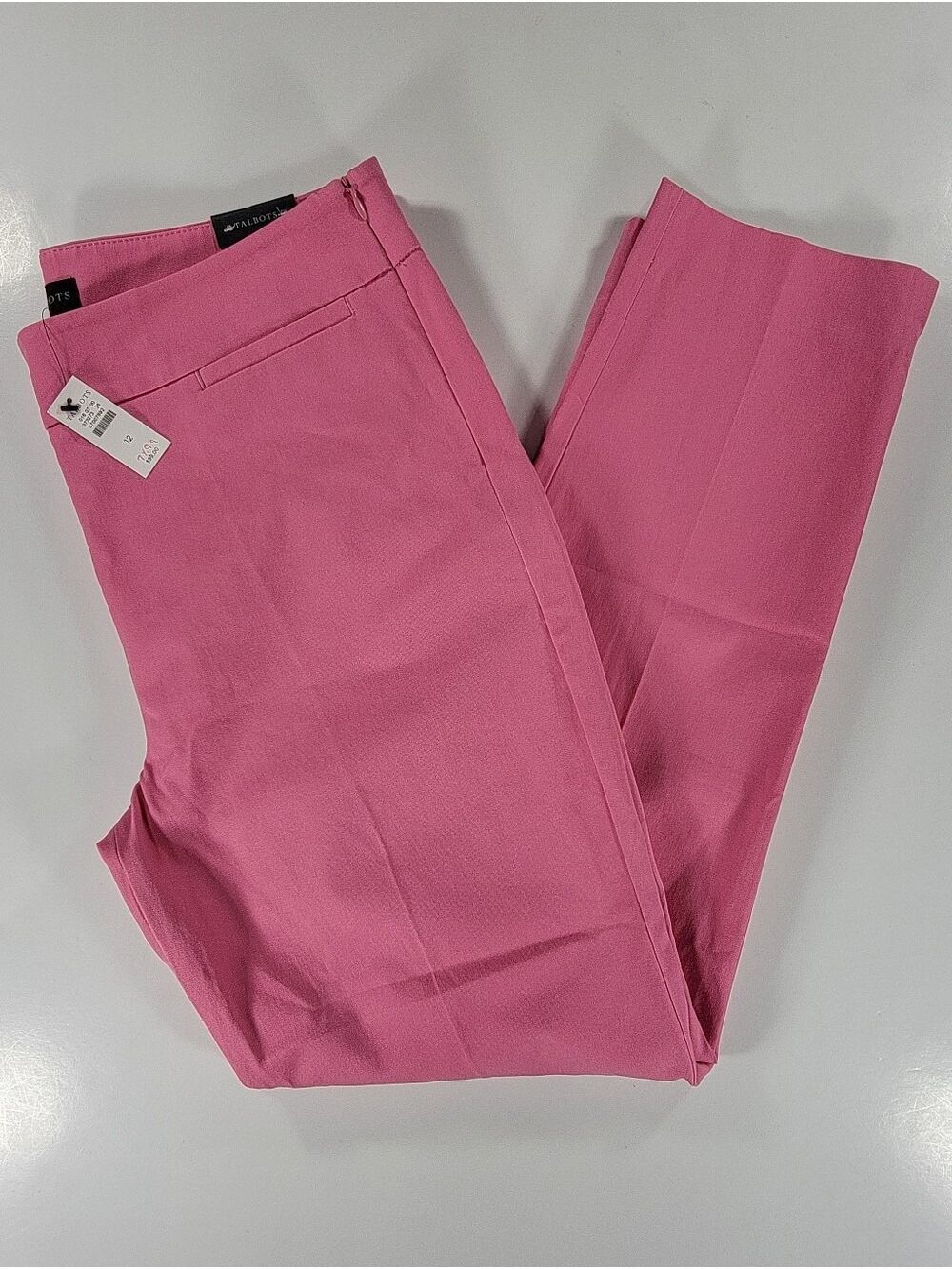 NWT Talbots Chatham Ankle Slim-Leg Pant Women’s 12 Pink Stretch NEW Cotton Blend